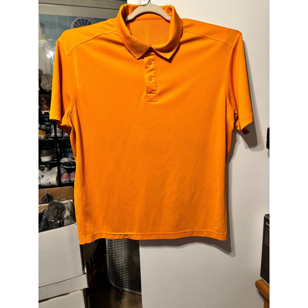 Bass Pro Mens Orange Polo Shirt Short Sleeve Marlin Logo Golf Casual Size Large - Picture 2 of 4